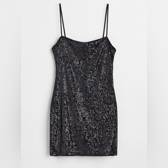 H&M Sequined Strap Sleeve Mini Party Dress - Picture 1 of 5
